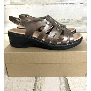 Clarks Womens 8.5 Bronze Lexi Marigold Leather Slingback Slip-On Open-Toe Sandal